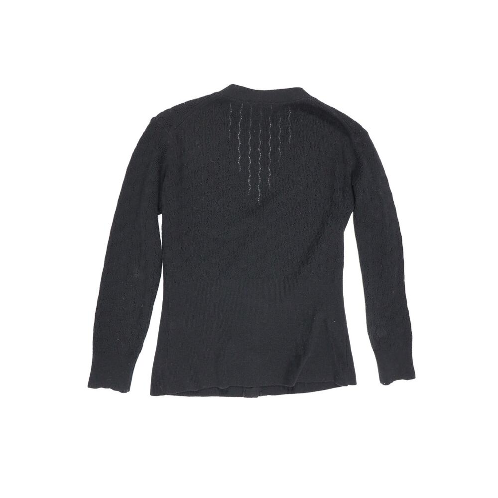 Quiet Luxe Parisian Chic Rebecca Taylor Black Pointelle Wool Cardigan Capsule XS - Picture 10 of 14